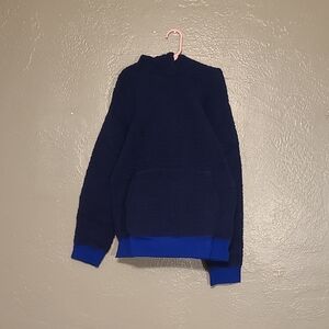 Lands End Kids Unisex Blue Hooded, Pockets Fleece Pullover Jacket NWT L 10-12